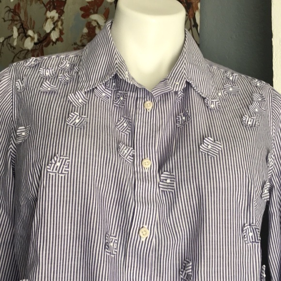 a.n.d ea wy striped buttonfront shirt size L - Picture 5 of 9